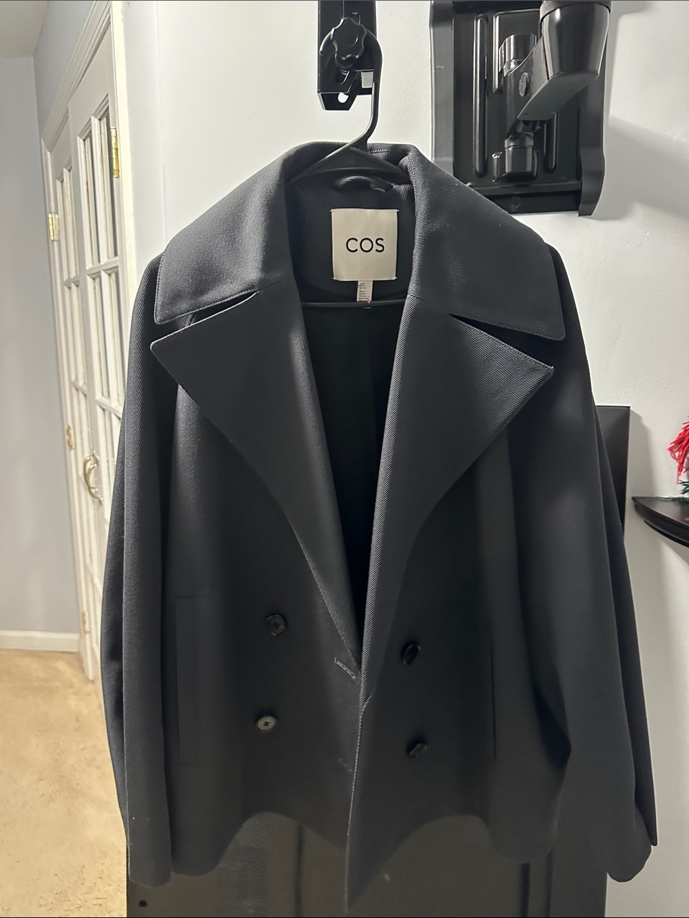 COS Men's Black Double-Breasted Pea Coat